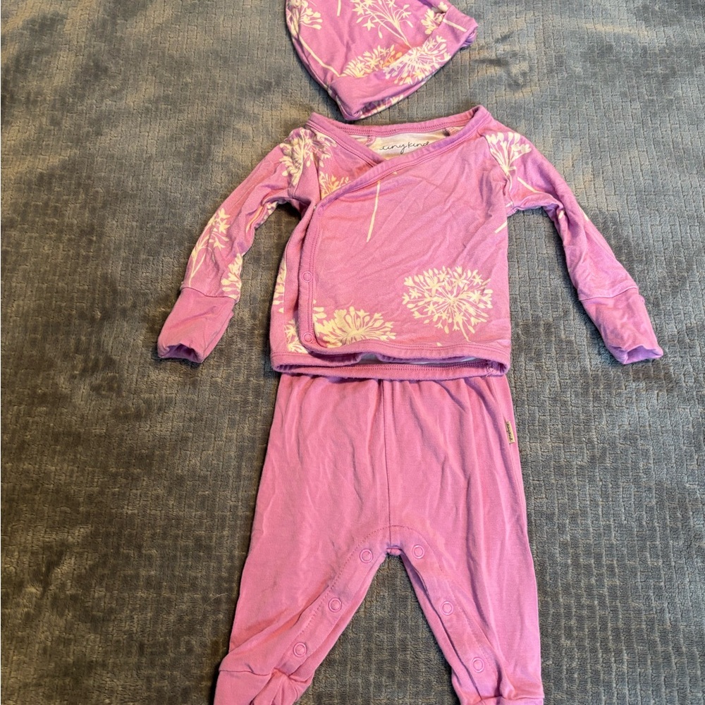 Pink Bamboo Baby Outfit with Hat